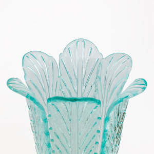 Mid-Century Modern Brass and Murano Glass Leaf Palm Table Lamps