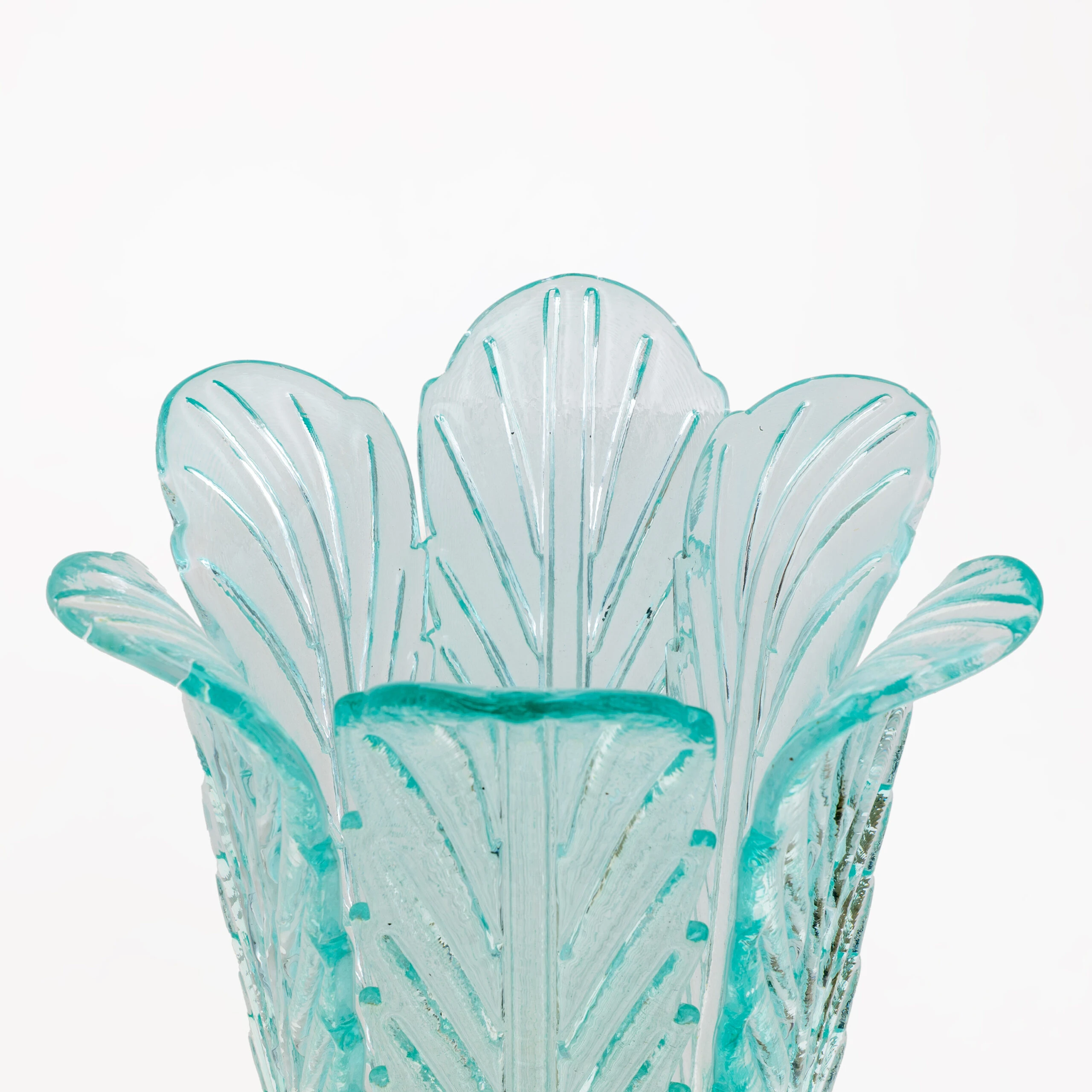 Mid-Century Modern Brass and Murano Glass Leaf Palm Table Lamps