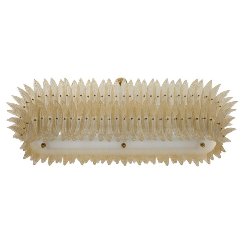 Large mid-century Murano glass palmette chandelier, Barovier and Toso style
