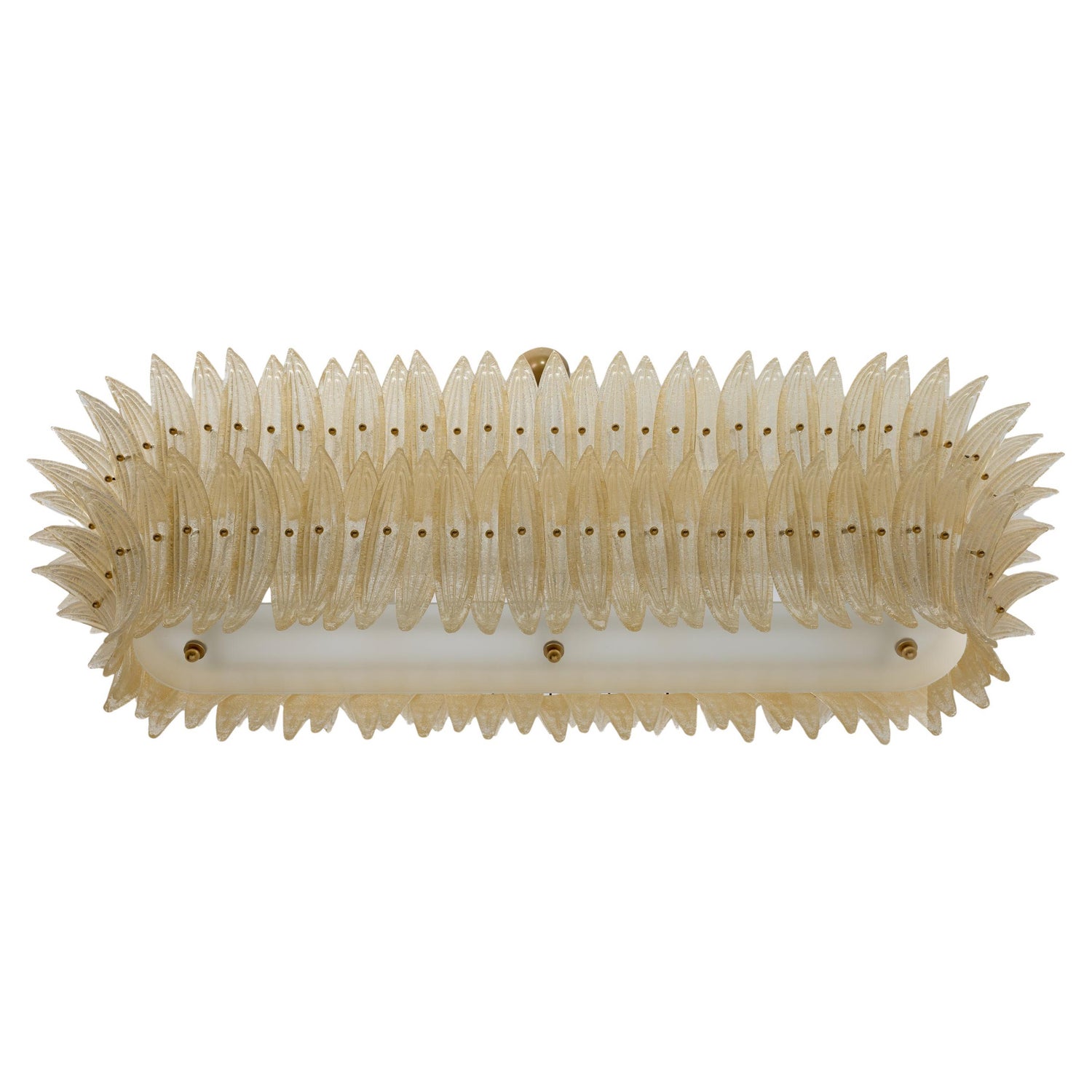 Large mid-century Murano glass palmette chandelier, Barovier and Toso style