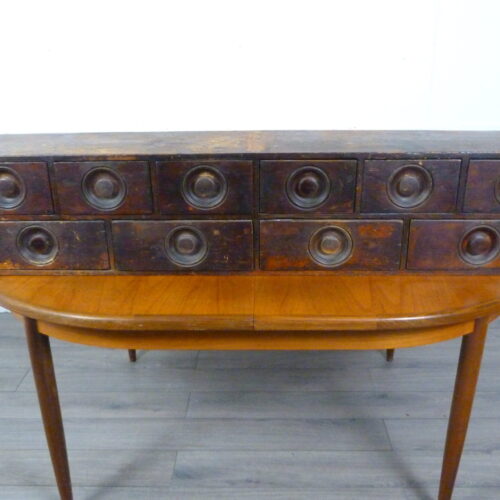 Victorian Table Top Pigment Bank of Apothecary Drawers