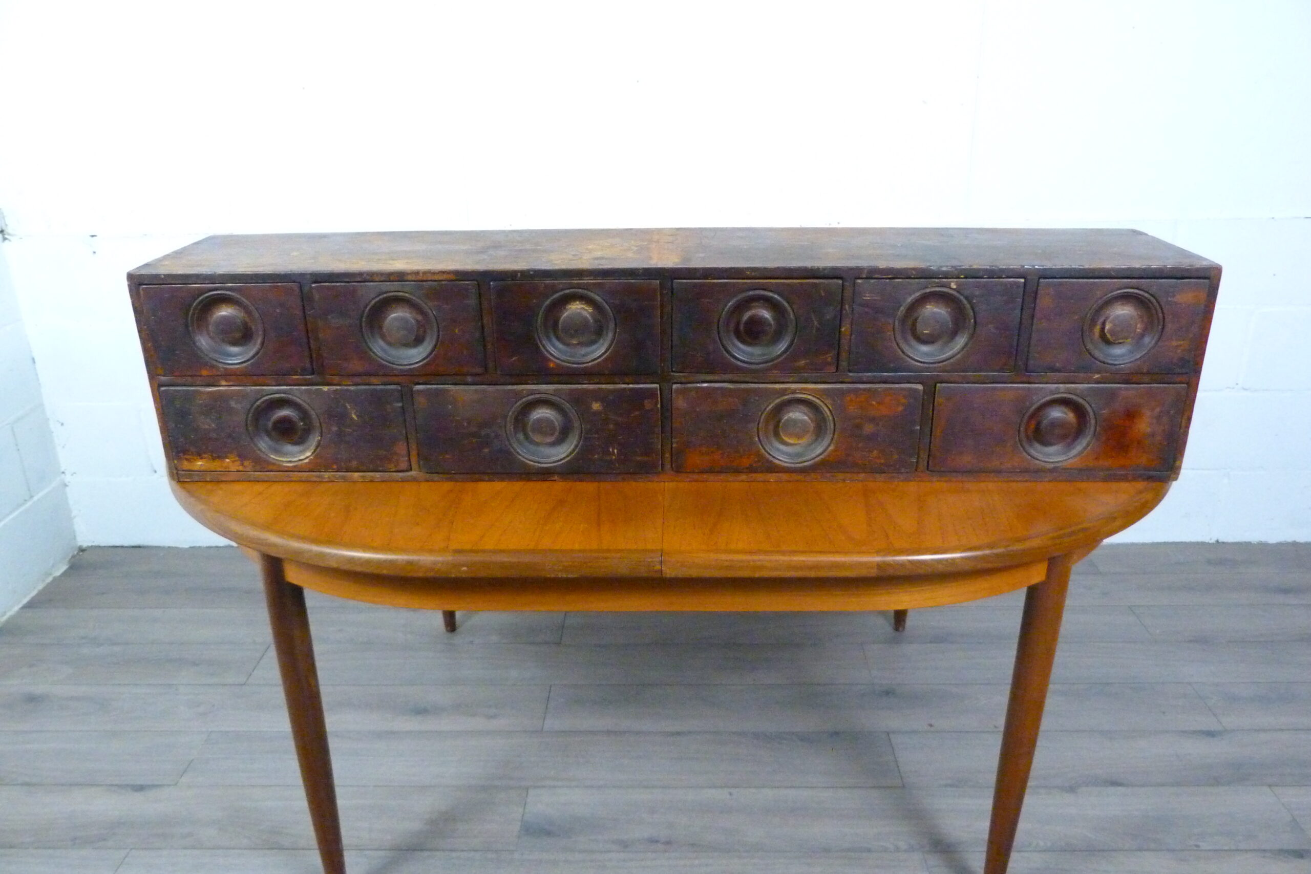 Victorian Table Top Pigment Bank of Apothecary Drawers