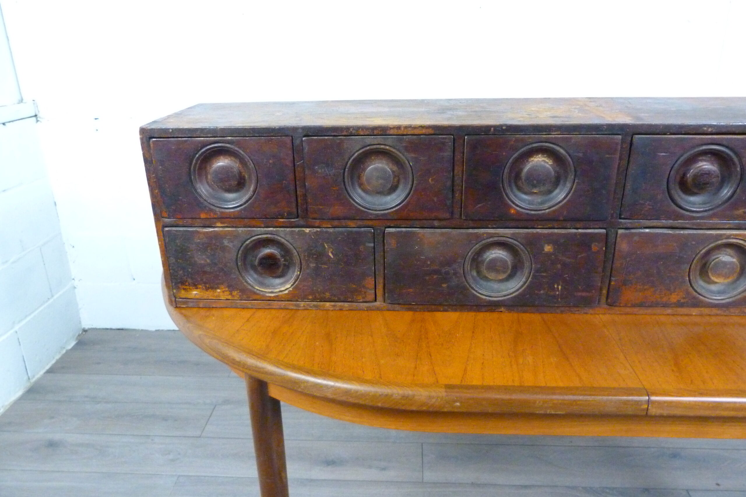 Victorian Table Top Pigment Bank of Apothecary Drawers