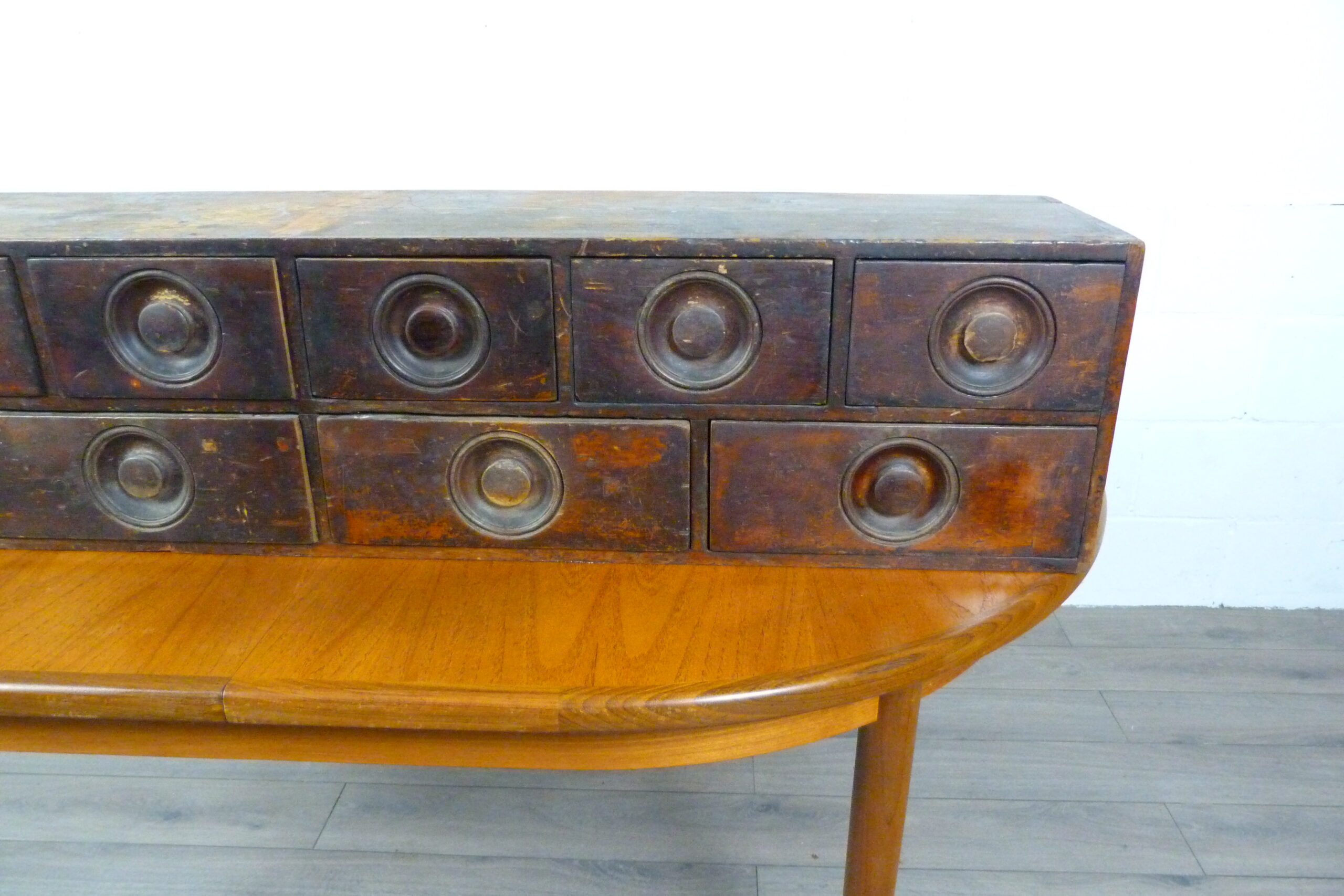 Victorian Table Top Pigment Bank of Apothecary Drawers