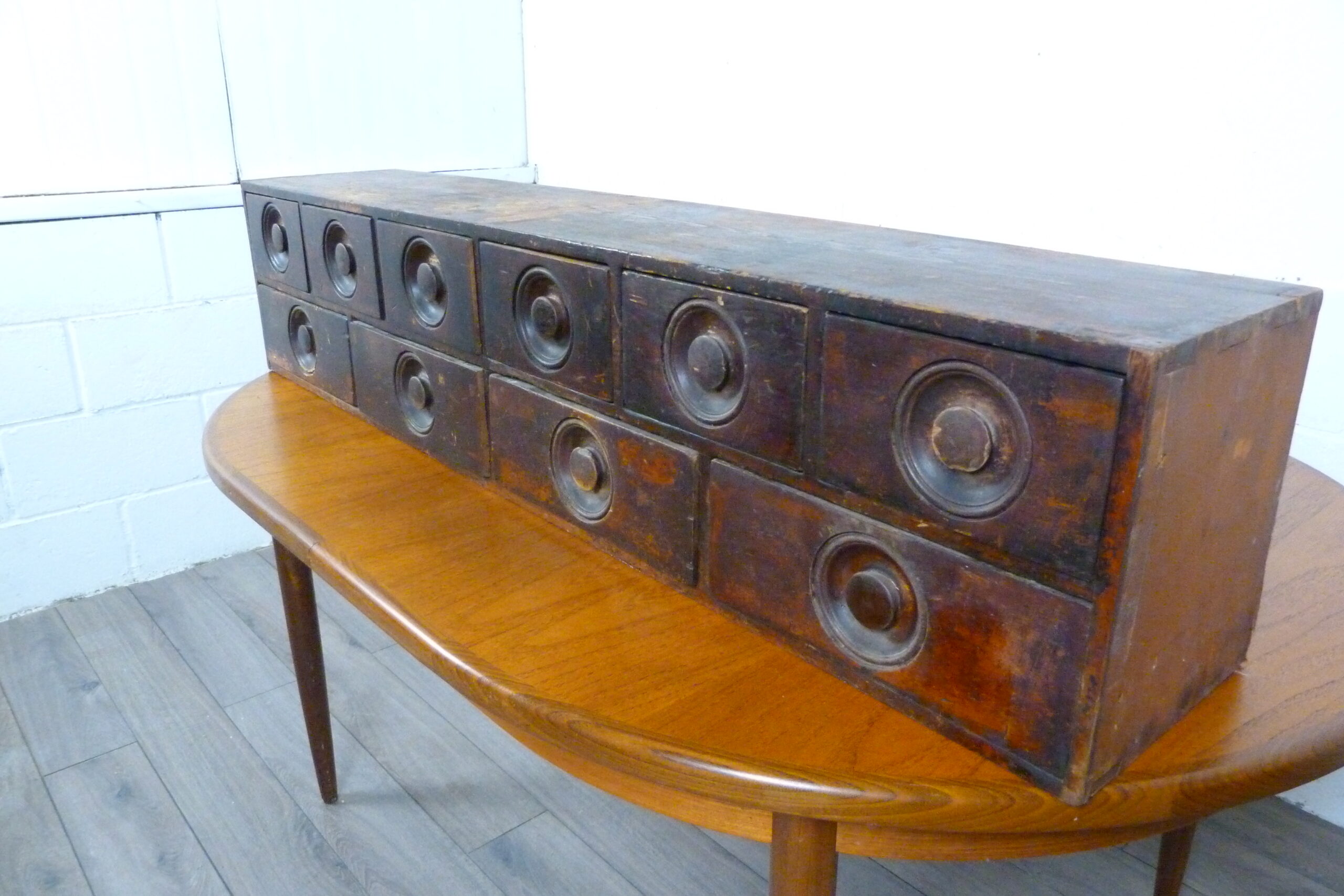Victorian Table Top Pigment Bank of Apothecary Drawers