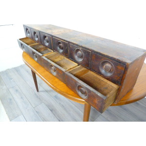 Victorian Table Top Pigment Bank of Apothecary Drawers