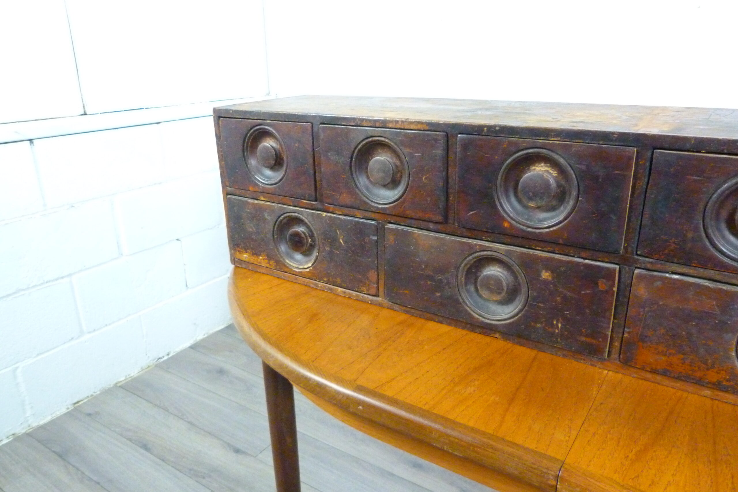 Victorian Table Top Pigment Bank of Apothecary Drawers