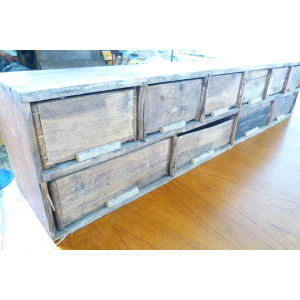Victorian Table Top Pigment Bank of Apothecary Drawers