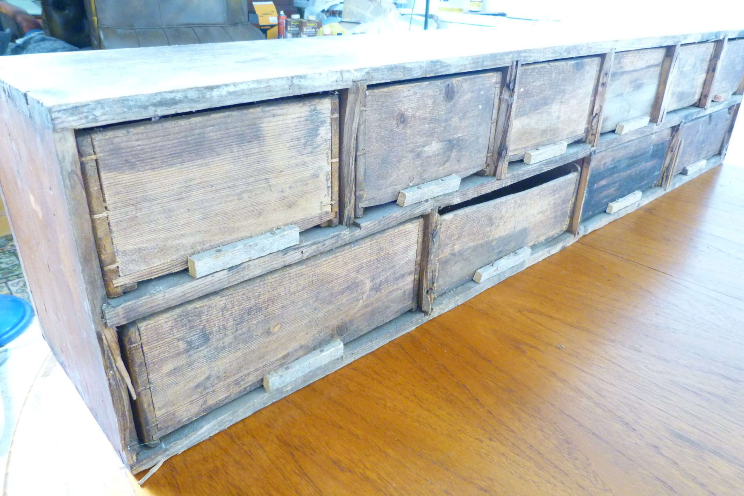 Victorian Table Top Pigment Bank of Apothecary Drawers