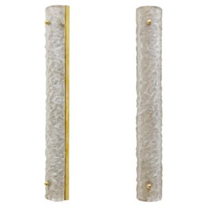 Pair of Modern Brass and Murano Glass Scavo Sconces