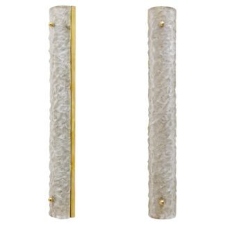 Pair of Modern Brass and Murano Glass Scavo Sconces