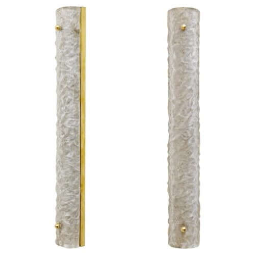 Pair of Modern Brass and Murano Glass Scavo Sconces