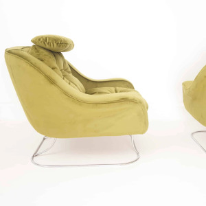 Pair of Green Velvet Armchairs, 1970
