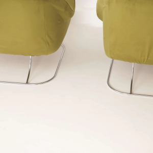 Pair of Green Velvet Armchairs, 1970