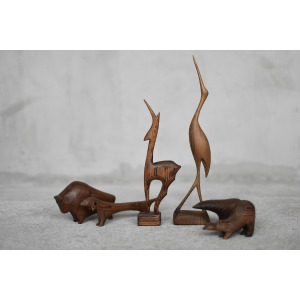Vintage Mid-Century Danish Modern Dark Teak Bison Figurine, 1960s