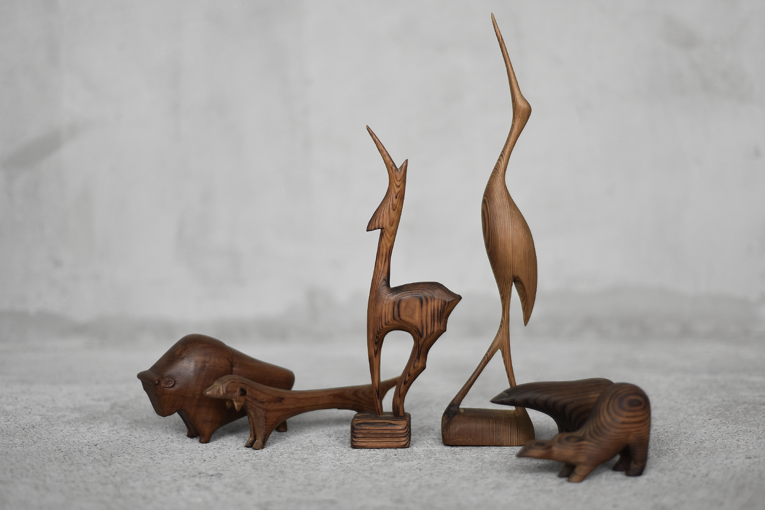 Vintage Mid-Century Danish Modern Dark Teak Bison Figurine, 1960s