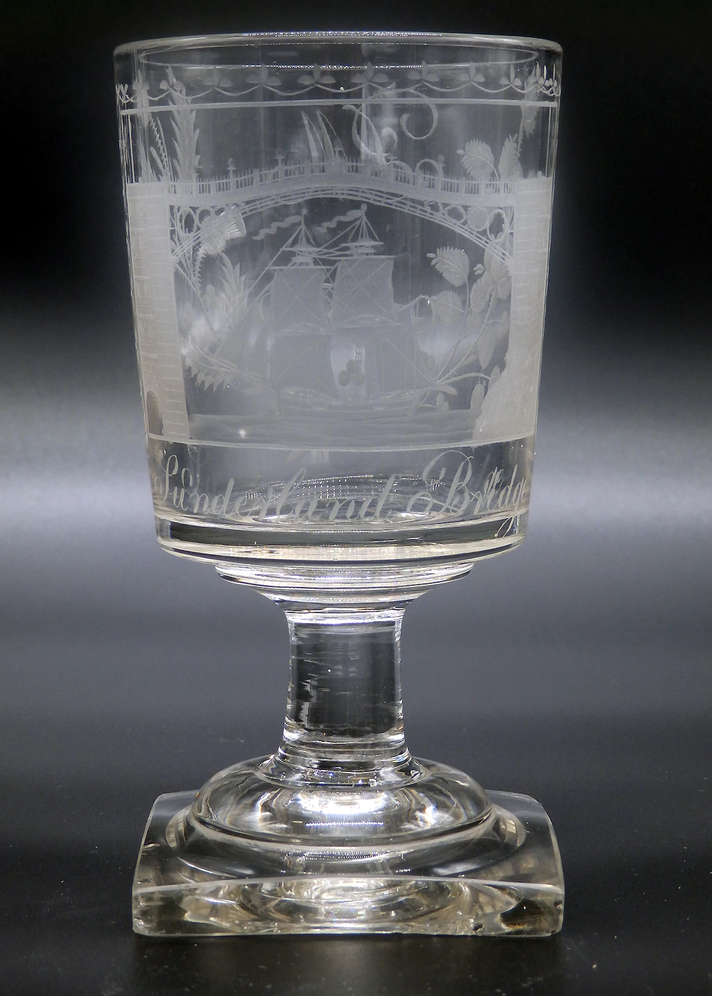 A good antique Georgian Sunderland Bridge Commemorative Glass Rummer C.1800