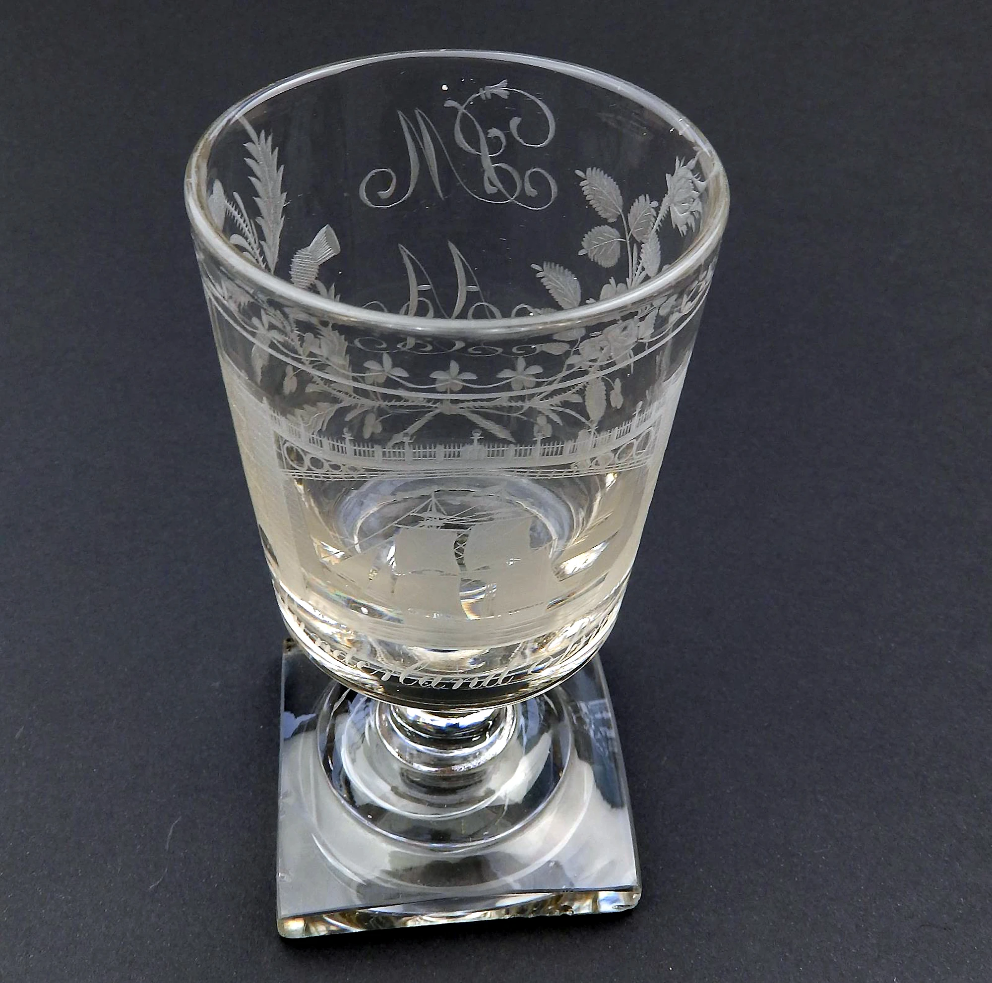A good antique Georgian Sunderland Bridge Commemorative Glass Rummer C.1800