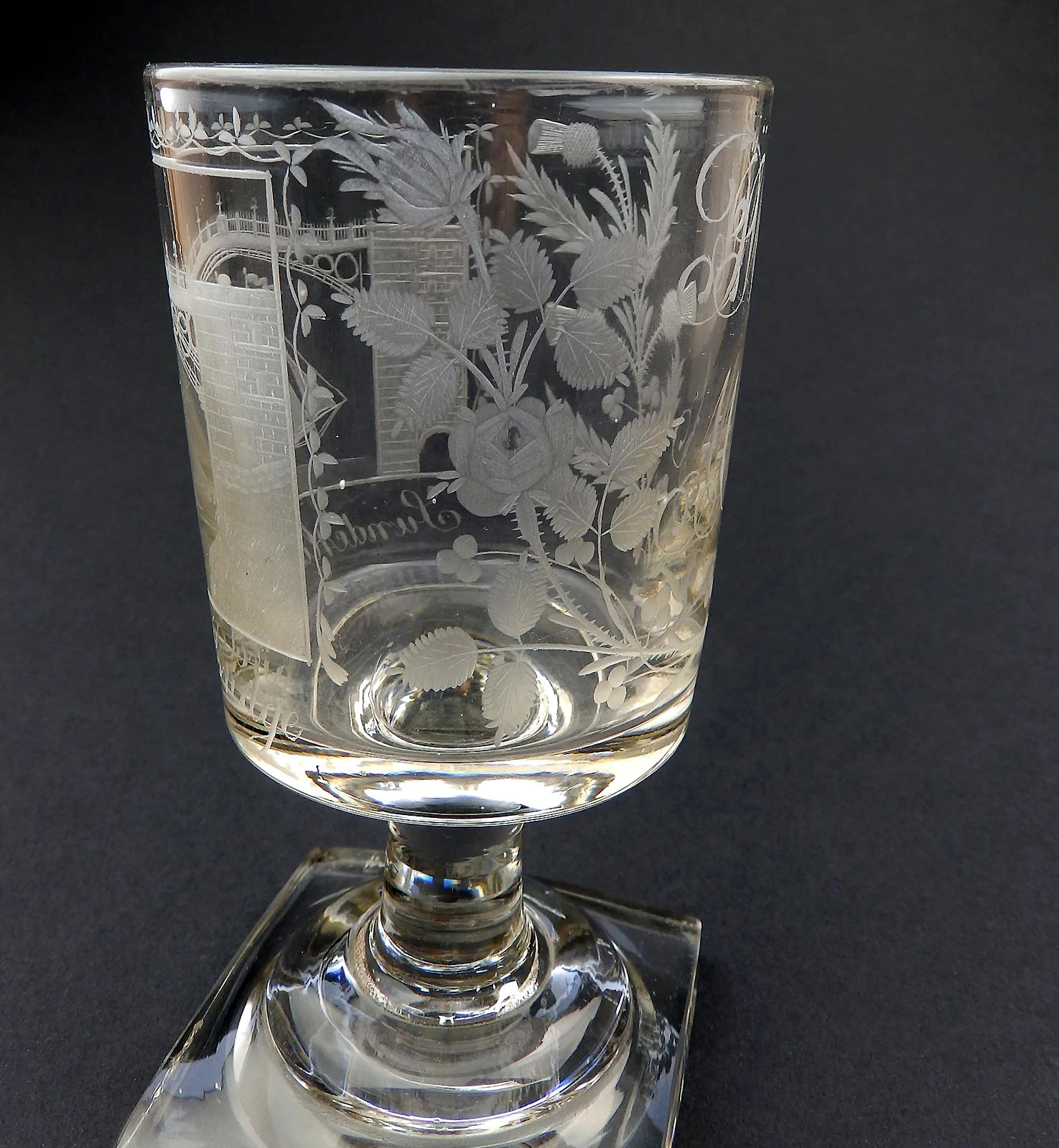 A good antique Georgian Sunderland Bridge Commemorative Glass Rummer C.1800