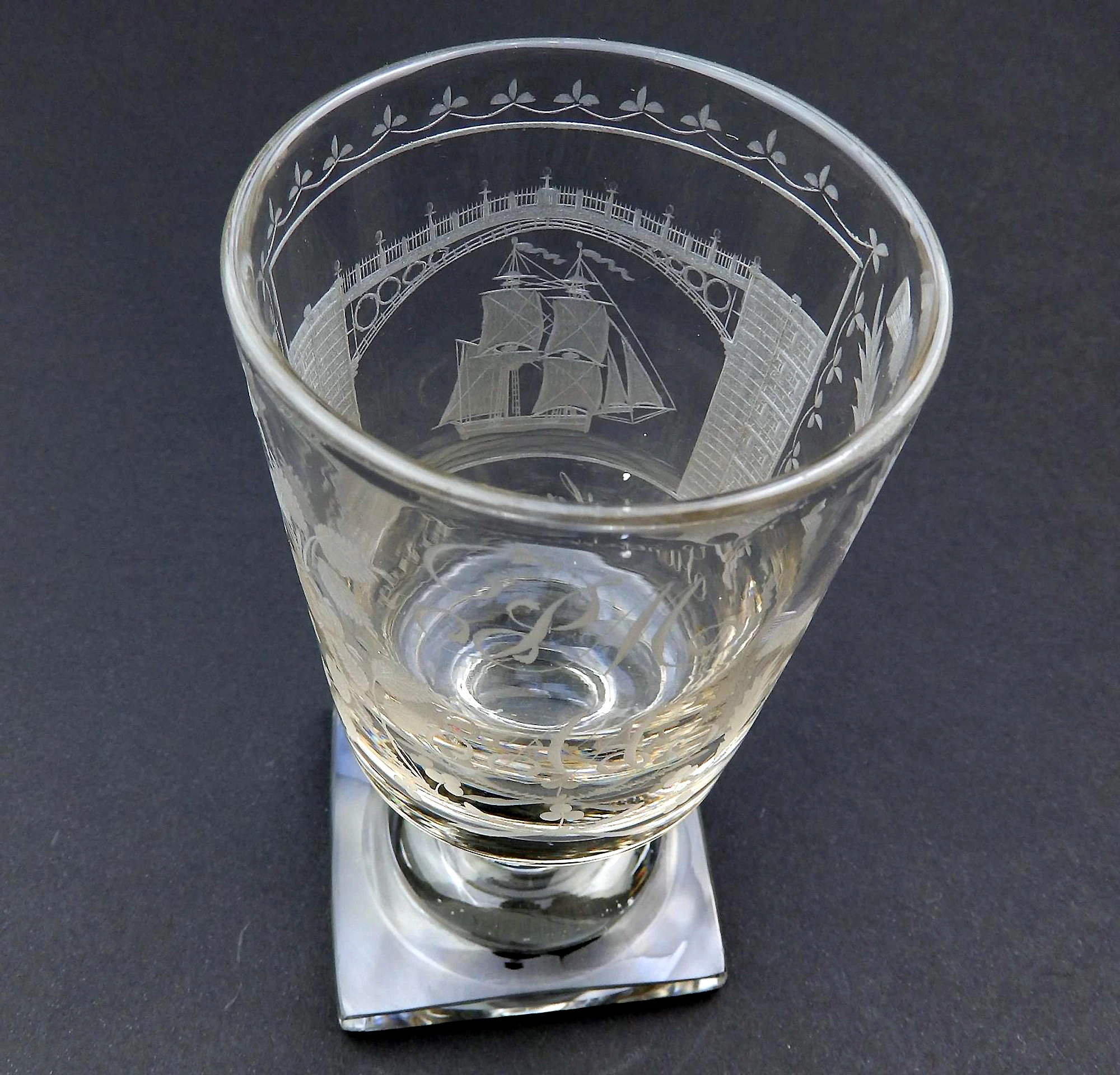 A good antique Georgian Sunderland Bridge Commemorative Glass Rummer C.1800