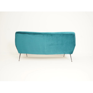 Italian Velvet Three-Seater Sofa, 1950