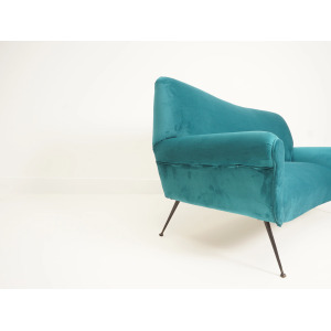 Italian Velvet Three-Seater Sofa, 1950