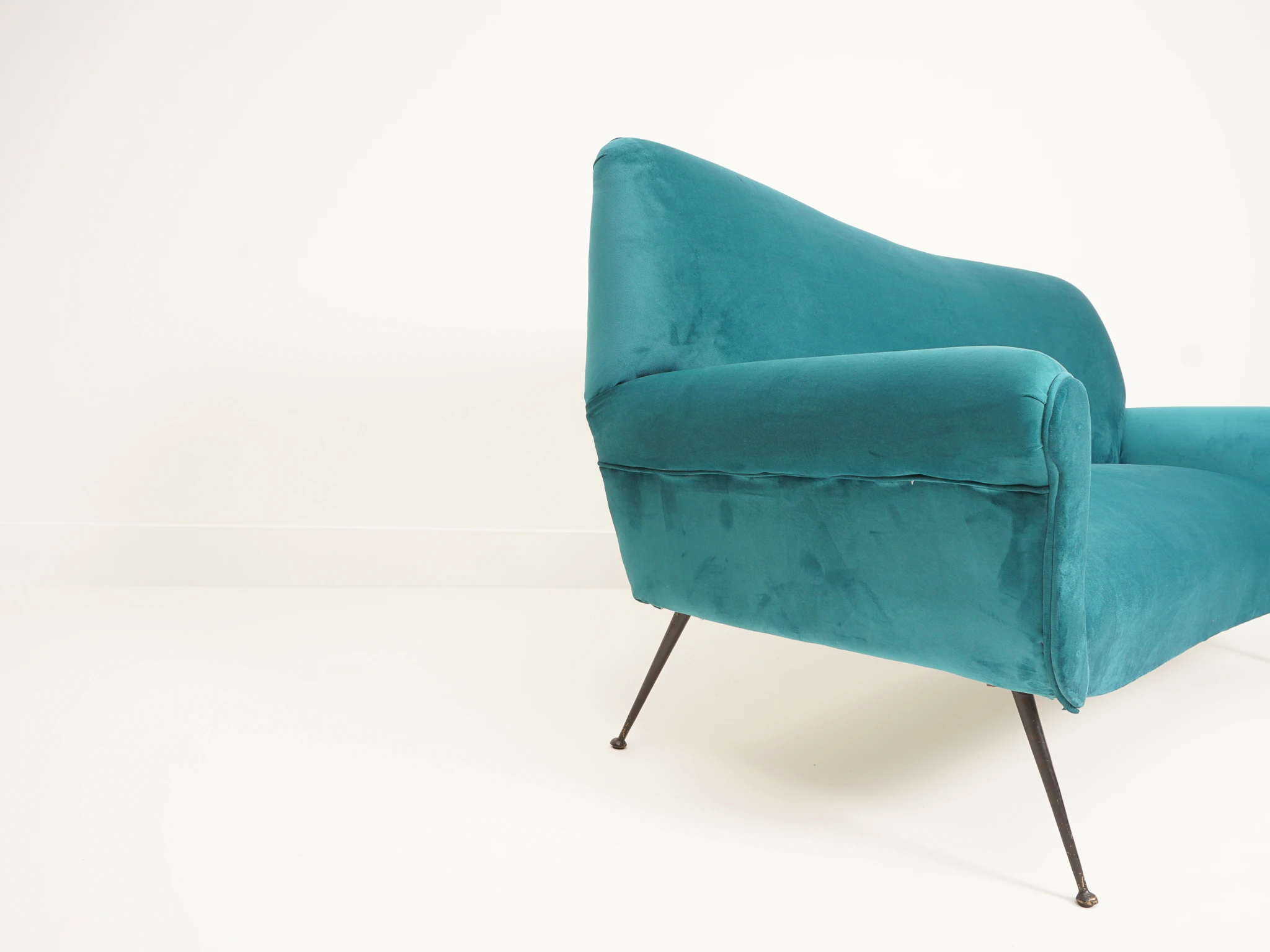 Italian Velvet Three-Seater Sofa, 1950