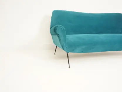 Italian Velvet Three-Seater Sofa, 1950 - Image 6
