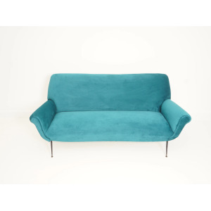 Italian Velvet Three-Seater Sofa, 1950