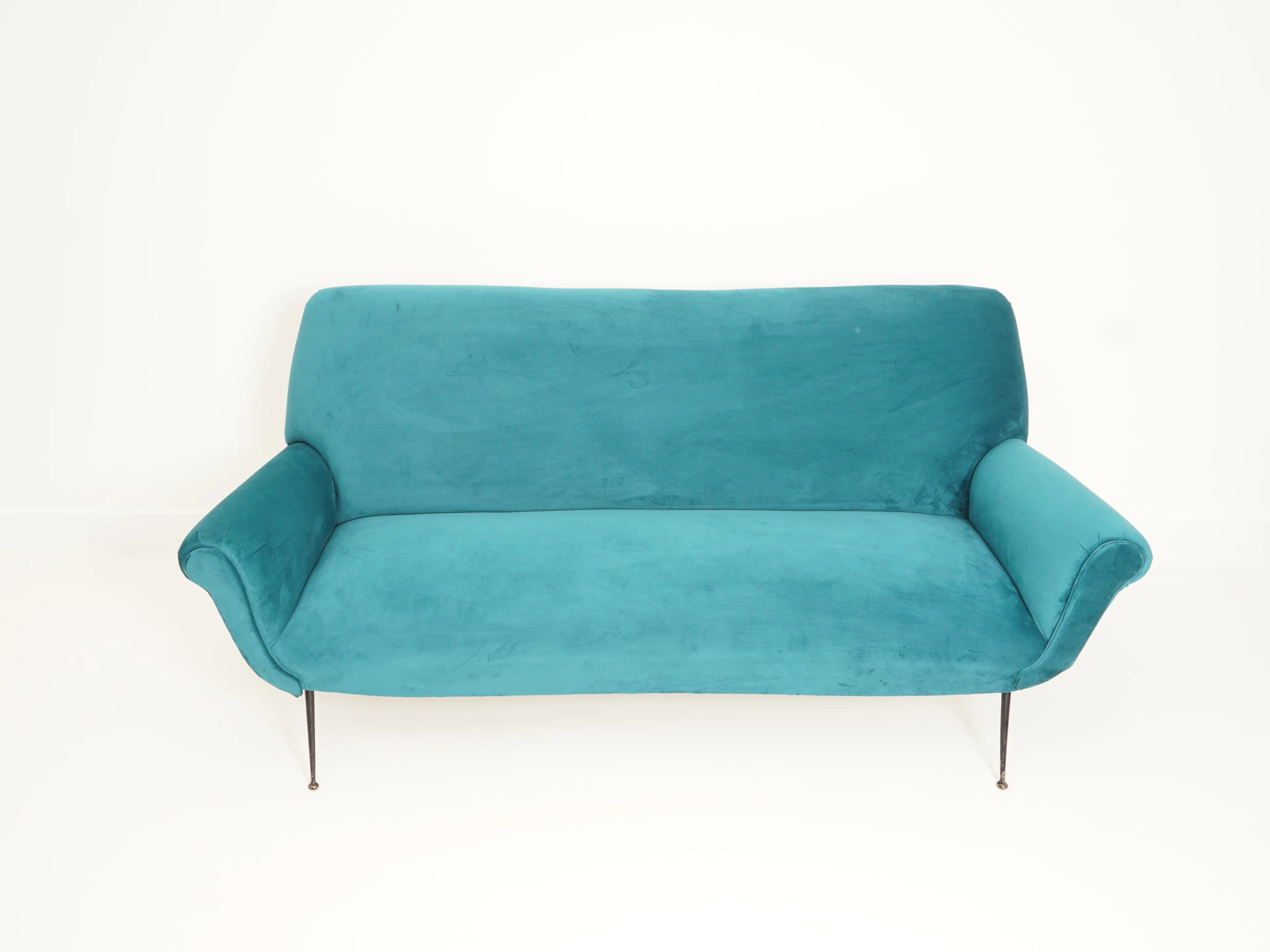 Italian Velvet Three-Seater Sofa, 1950