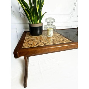 A 1970s G Plan Teak, Tiled And Smoked Glass Coffee Table, Mid Century Teak Rectangular Coffee Table, Vintage Coffee Table, Mcm Decor
