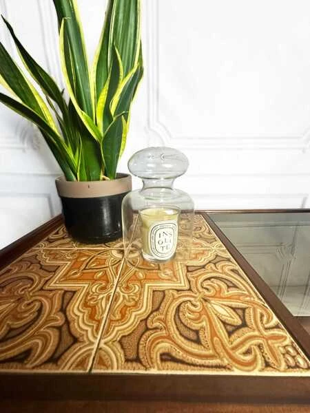 A 1970s G Plan Teak, Tiled And Smoked Glass Coffee Table, Mid Century Teak Rectangular Coffee Table, Vintage Coffee Table, Mcm Decor