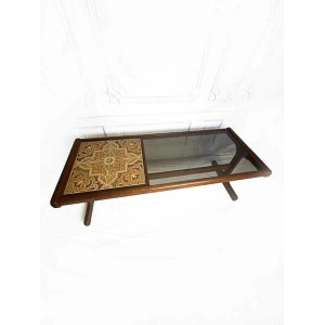 A 1970s G Plan Teak, Tiled And Smoked Glass Coffee Table, Mid Century Teak Rectangular Coffee Table, Vintage Coffee Table, Mcm Decor