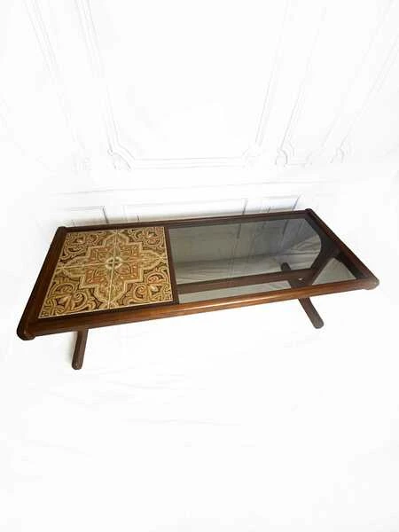 A 1970s G Plan Teak, Tiled And Smoked Glass Coffee Table, Mid Century Teak Rectangular Coffee Table, Vintage Coffee Table, Mcm Decor
