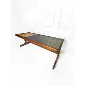 A 1970s G Plan Teak, Tiled And Smoked Glass Coffee Table, Mid Century Teak Rectangular Coffee Table, Vintage Coffee Table, Mcm Decor