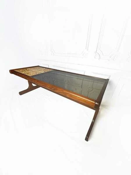 A 1970s G Plan Teak, Tiled And Smoked Glass Coffee Table, Mid Century Teak Rectangular Coffee Table, Vintage Coffee Table, Mcm Decor