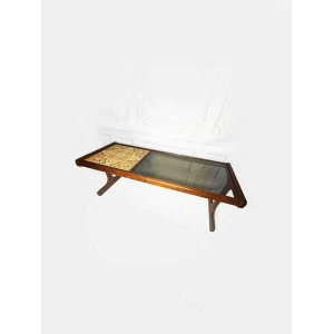 A 1970s G Plan Teak, Tiled And Smoked Glass Coffee Table, Mid Century Teak Rectangular Coffee Table, Vintage Coffee Table, Mcm Decor