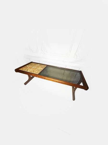 A 1970s G Plan Teak, Tiled And Smoked Glass Coffee Table, Mid Century Teak Rectangular Coffee Table, Vintage Coffee Table, Mcm Decor