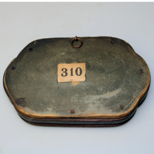 An antique English framed pottery Prattware Pot Lid titled WAR C C.19thC