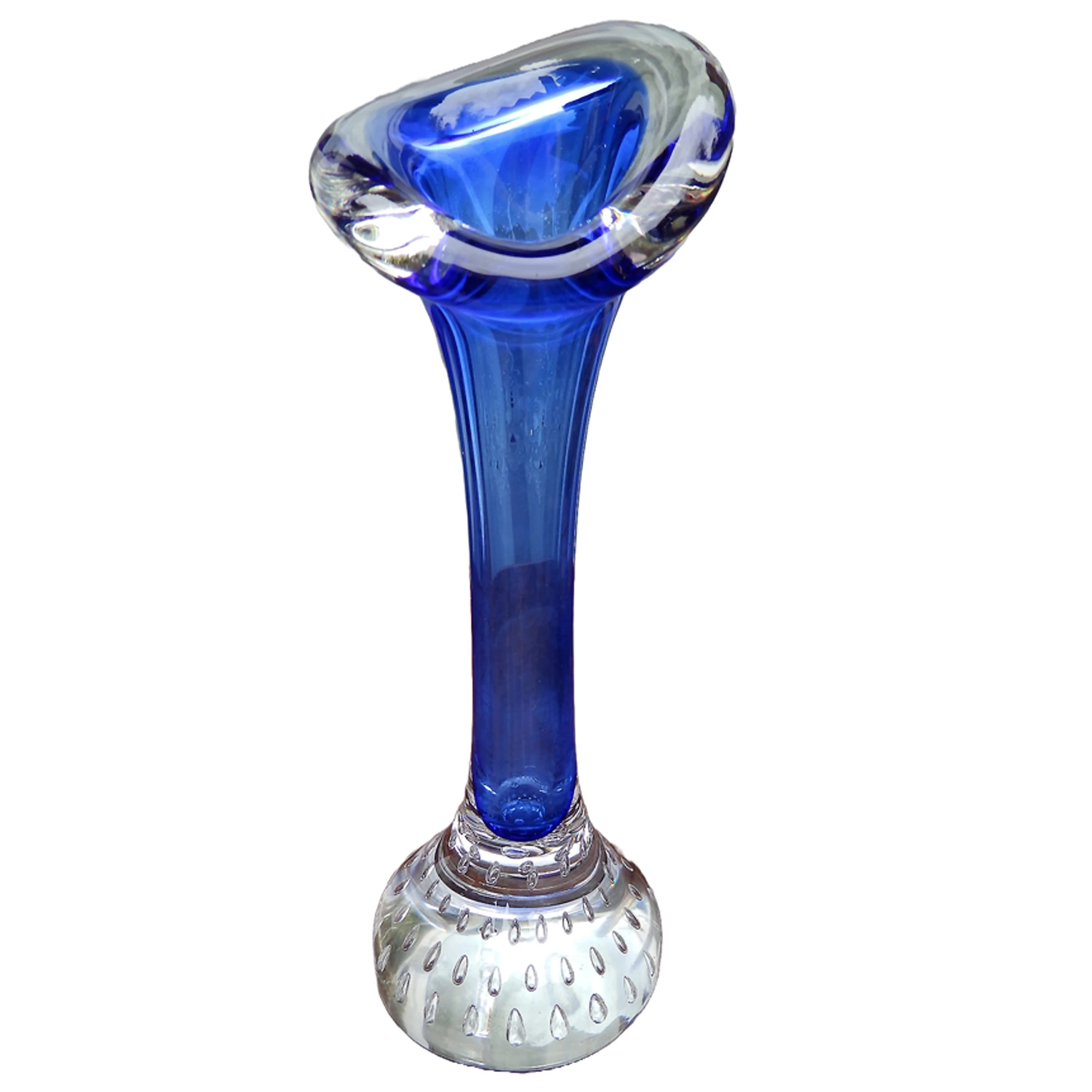 Scandinavian glass Aseda Glasbruk Bo Borgstrom Jack in pulpit Vase 18.5cm C.1960