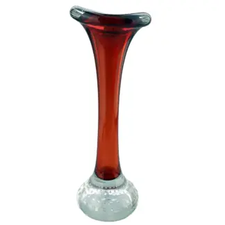 Scandinavian glass Aseda Glasbruk Bo Borgstrom square bubbles Vase 23cm C.1960