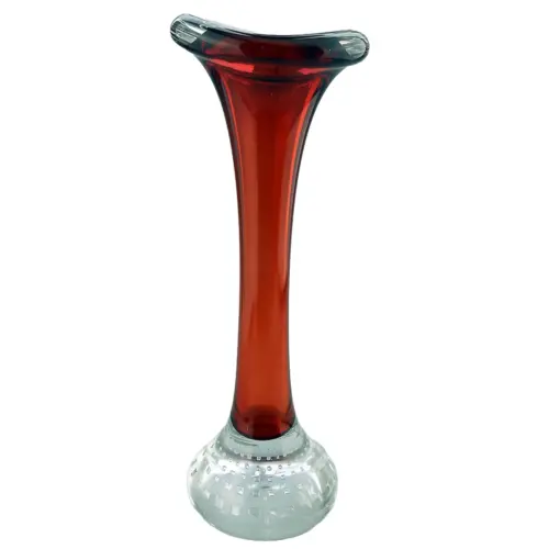 Scandinavian glass Aseda Glasbruk Bo Borgstrom square bubbles Vase 23cm C.1960