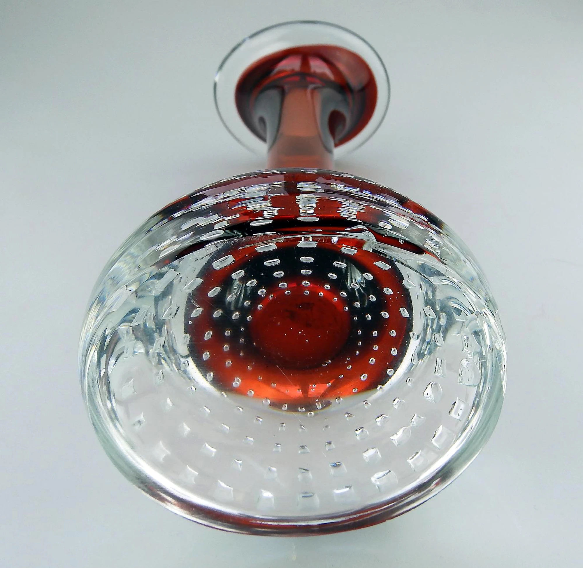 Scandinavian glass Aseda Glasbruk Bo Borgstrom square bubbles Vase 23cm C.1960