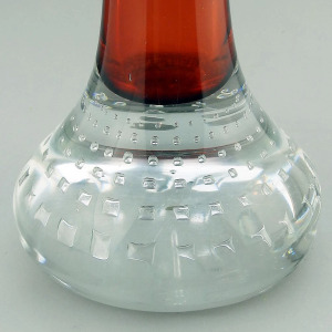Scandinavian glass Aseda Glasbruk Bo Borgstrom square bubbles Vase 23cm C.1960