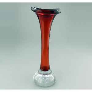 Scandinavian glass Aseda Glasbruk Bo Borgstrom square bubbles Vase 23cm C.1960