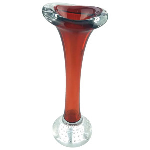 Scandinavian glass Aseda Glasbruk Bo Borgstrom square bubbles Vase 23cm C.1960