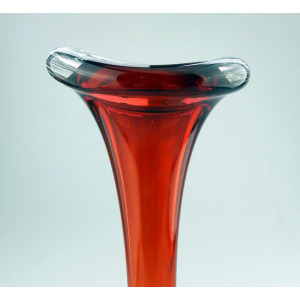 Scandinavian glass Aseda Glasbruk Bo Borgstrom square bubbles Vase 23cm C.1960