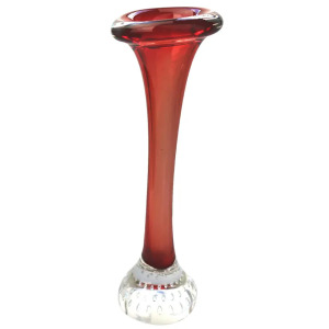 A pair of Scandinavian glass Aseda Glasbruk Bo Borgstrom Bone Vases 22cm C.1960