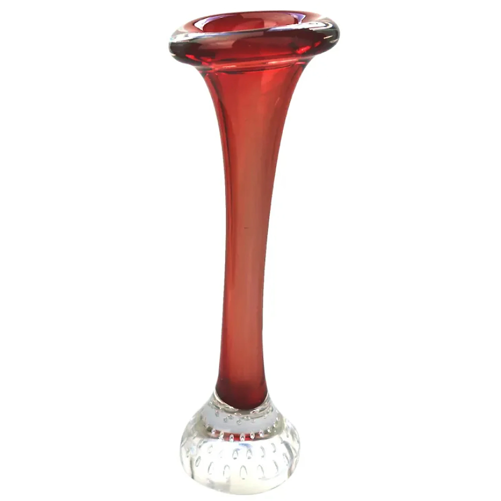 A pair of Scandinavian glass Aseda Glasbruk Bo Borgstrom Bone Vases 22cm C.1960