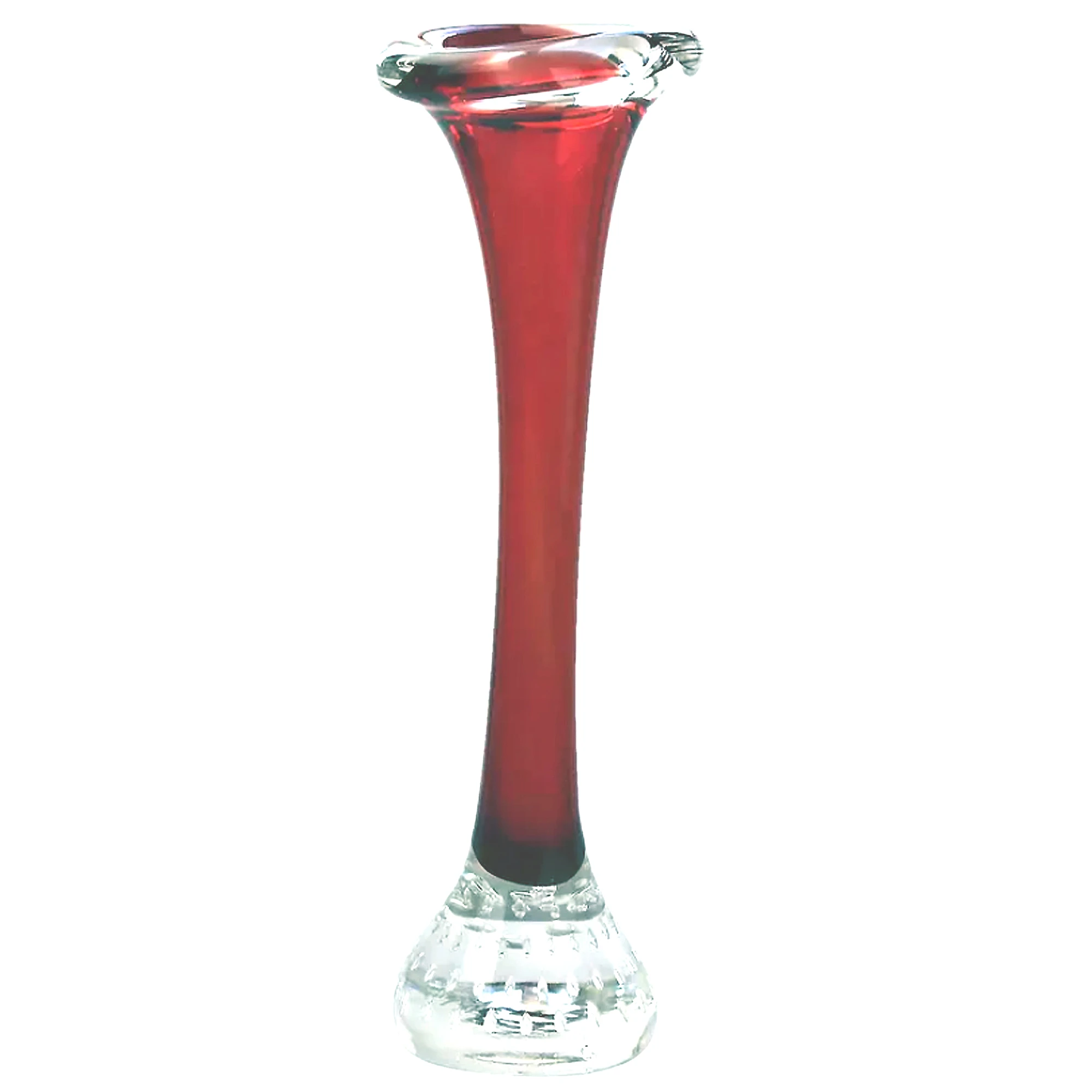 A pair of Scandinavian glass Aseda Glasbruk Bo Borgstrom Bone Vases 22cm C.1960